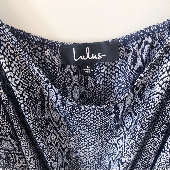 Lulus Liza Navy Blue Snake Print Sleeveless Jumpsuit Size Large - Picture 8 of 10